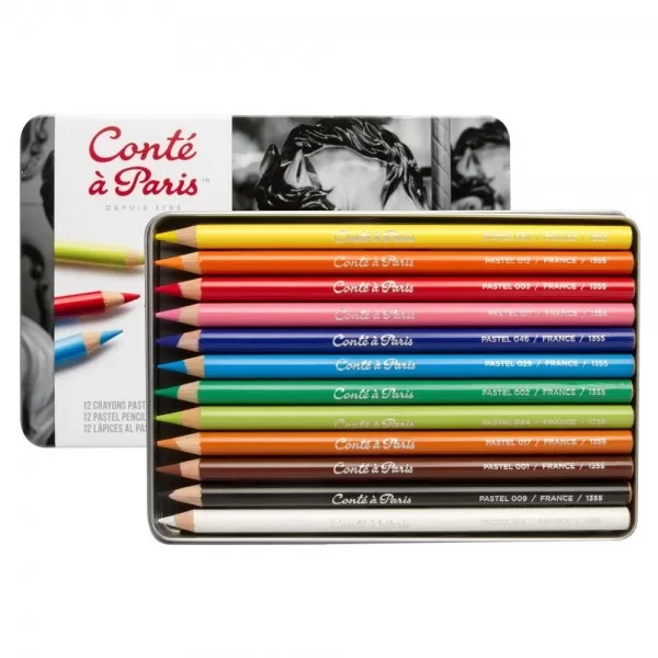 مداد پاستل گچی کنته پاریس 12 رنگ (جعبه فلزی)