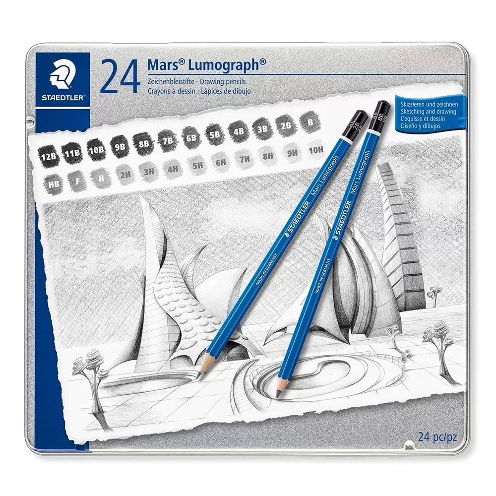 ست 24 عددی مداد طراحی لوموگراف استدلر مدل Mars Lumograph 100 G24