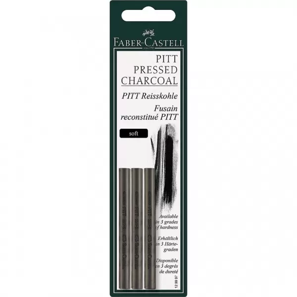 ست 3 عددی زغال طراحی سافت فابرکاستل مدل Pitt compressed charcoal stick