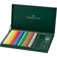 مداد رنگی پلی کروم 20 رنگ فابر کاستل به همراه 2 مداد طراحی، پاک کن و تراش مدل 26 Piece Mixed Media Set - 210051