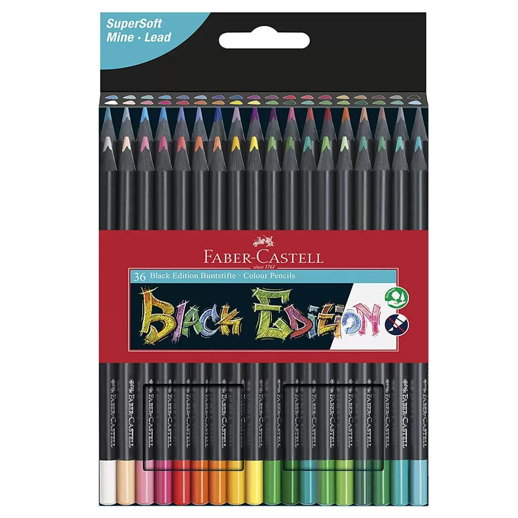 مداد رنگی 36 رنگ فابرکاستل مدل Black Editition Colour Pencils (جعبه مقوایی)