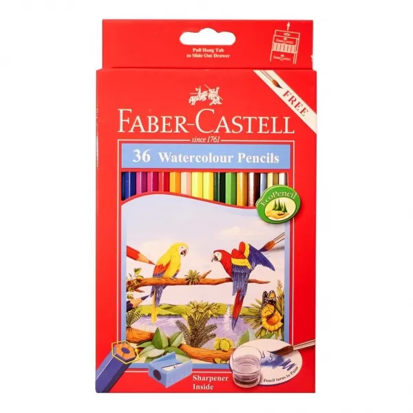  مداد رنگی آبرنگی 36 رنگ فابرکاستل به همراه قلمو مخصوص مدل Watercolor Pencils 