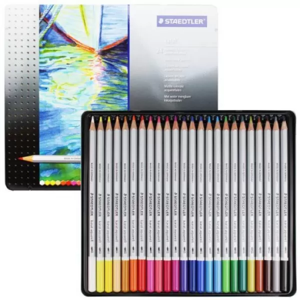 مداد رنگی آبرنگی 24 رنگ استدلر مدل karat® aquarell 125 