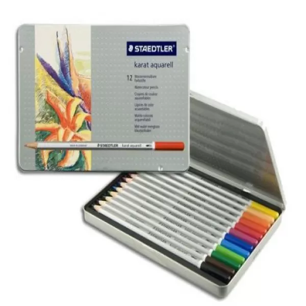 مداد رنگی آبرنگی 12 رنگ استدلر مدل karat® aquarell 125 