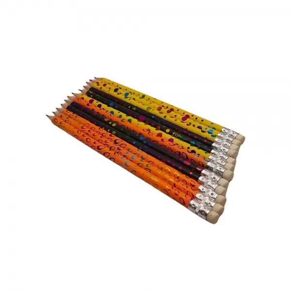 مداد مشکی پاک کن دار بسته 12 عددی مدل TipTop